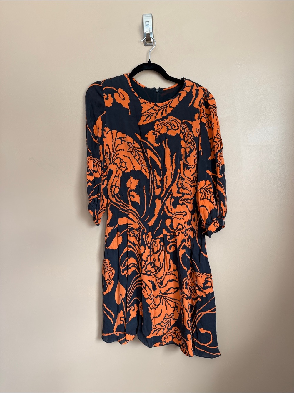 Gucci Black and Orange Abstract Mini Dress Silk 2012